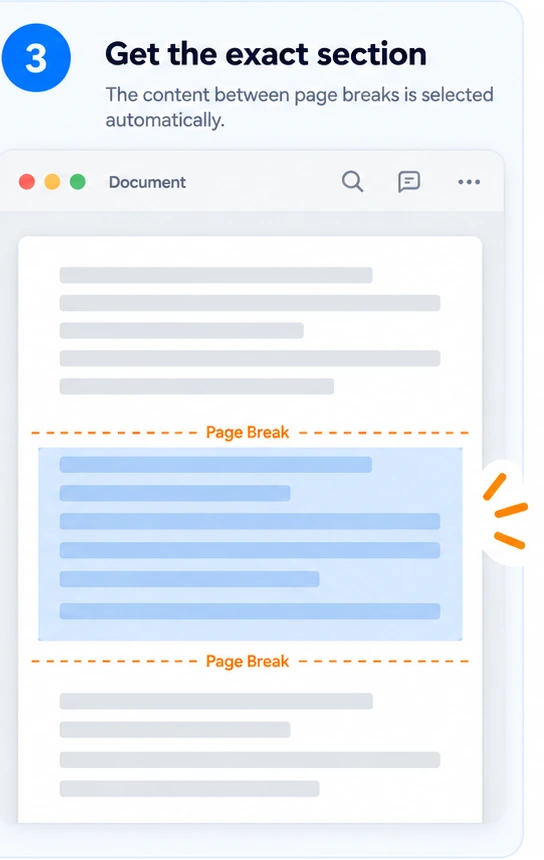 Page Break Tools step 3: the section between manual page breaks is selected